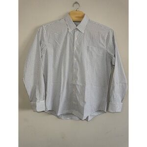 Peter Millar Button Down Shirt Mens XL Dark Blue Gingham Check Performance